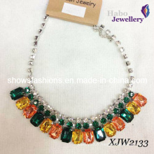 Grande pierre de verre et chaîne avec collier de mode plaqué or / bijoux de mode (XJW2133)